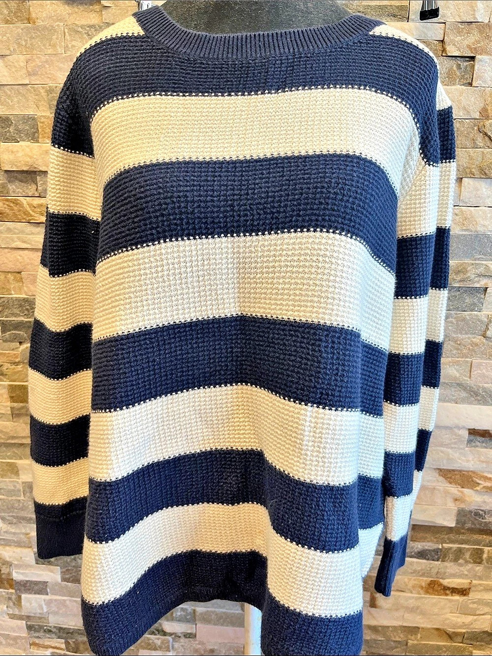 Striped Cardigan in Blue & Cream Like New